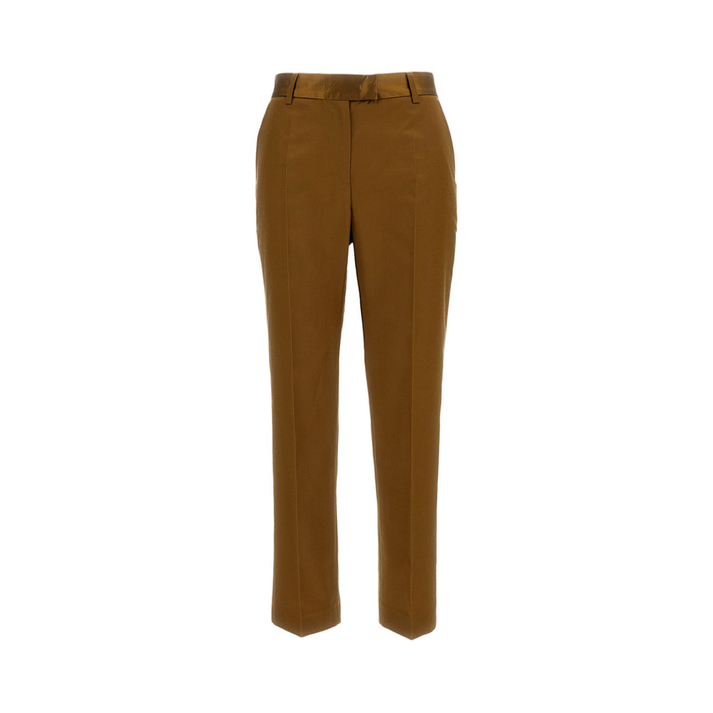 ALBERTO BIANI Ankle-Length Silk and Cotton Blend Straight-Leg Trousers